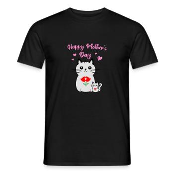 Cat and her kitten, Mother's Day - Men's T-Shirt - black - Front - AI Model Male 178 light (178cm)