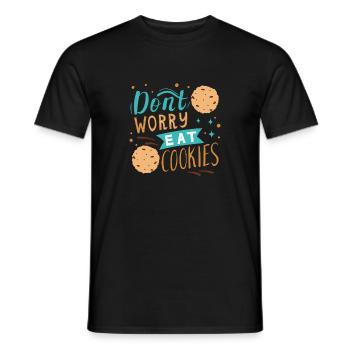 Ne vous inquiétez pas et mangez des biscuits - T-shirt homme - noir - Devant - AI Model Male 178 light (178cm)