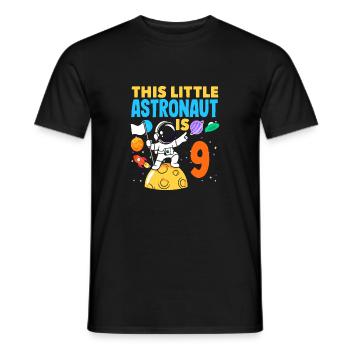 This little astronaut is nine years old - Men's T-Shirt - black - Front - AI Model Male 178 light (178cm)