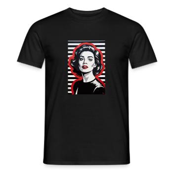 Stylisches Retro-Porträt mit Streifenmuster - Männer T-Shirt - Schwarz - Vorne - AI Model Male 178 light (178cm)