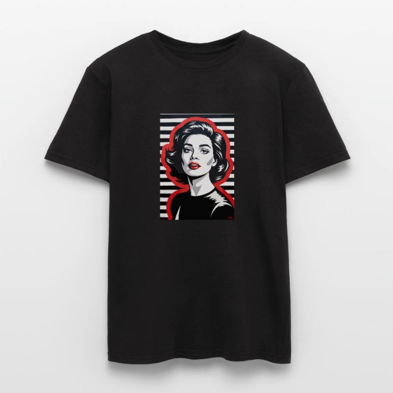 Portrait rétro élégant avec motif rayé T-shirt homme