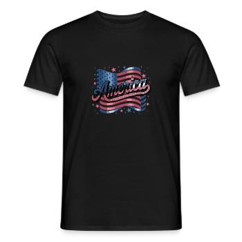 Drapeau de l’Amérique étoiles police patriotique - T-shirt homme - noir - Devant - AI Model Male 178 light (178cm)