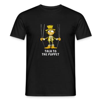 TALK TO THE PUPPET - Männer T-Shirt - Schwarz - Vorne - AI Model Male 178 light (178cm)