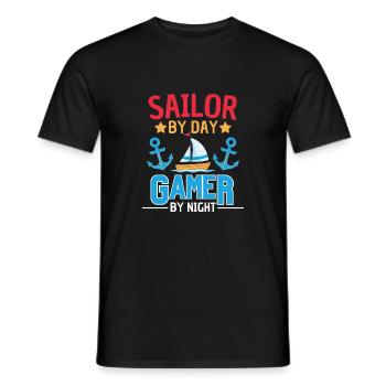 Sailing meets gaming design - Men's T-Shirt - black - Front - AI Model Male 178 light (178cm)