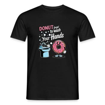 Donut : N’oubliez pas de vous laver les mains - T-shirt homme - noir - Devant - AI Model Male 178 light (178cm)
