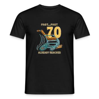 JEÛNE D’ANNIVERSAIRE... PRÈS DE 70 DÉJÀ ATTEINTS - T-shirt homme - noir - Devant - AI Model Male 178 light (178cm)