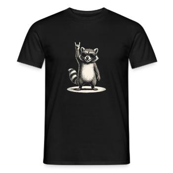 Rock Music Funny raccoon with sunglasses - Men's T-Shirt - black - Front - AI Model Male 178 light (178cm)
