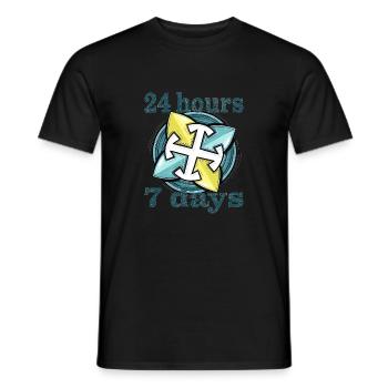 24 heures sur 24, 7 jours sur 7 - T-shirt homme - noir - Devant - AI Model Male 178 light (178cm)