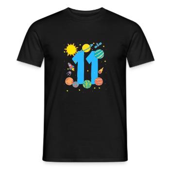 Space adventure for 11-year-old explorers - Men's T-Shirt - black - Front - AI Model Male 178 light (178cm)