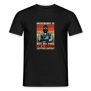 Tatoueur Morning n’est pas mon heure Je suis Tatoueur - T-shirt homme - noir - Devant - AI Model Male 178 light (178cm)