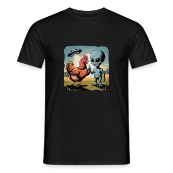 Außerirdischer Und Huhn Untertassen-Abenteuer - Männer T-Shirt - Schwarz - Vorne - AI Model Male 178 light (178cm)