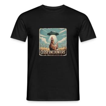 Nahe Begegnung Huhn UFO Feld - Männer T-Shirt - Schwarz - Vorne - AI Model Male 178 light (178cm)