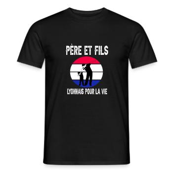 père et fils papa dab lyon supporter lyonnais - T-shirt homme - noir - Devant - AI Model Male 178 light (178cm)