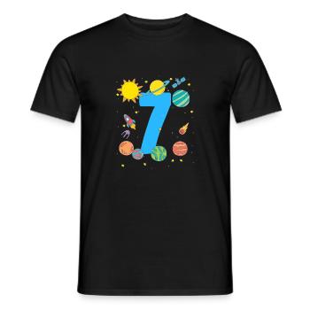 Galactic Adventure for the 7th Birthday - Men's T-Shirt - black - Front - AI Model Male 178 light (178cm)