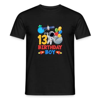 13 Birthday Boy Astronaut Space - Men's T-Shirt - black - Front - AI Model Male 178 light (178cm)