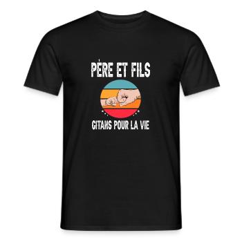 père et fils papa gitan vintage fête des pères - T-shirt homme - noir - Devant - AI Model Male 178 light (178cm)