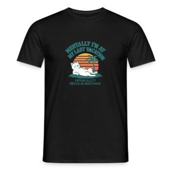Vacation mode in the head – office life in the body - Men's T-Shirt - black - Front - AI Model Male 178 light (178cm)