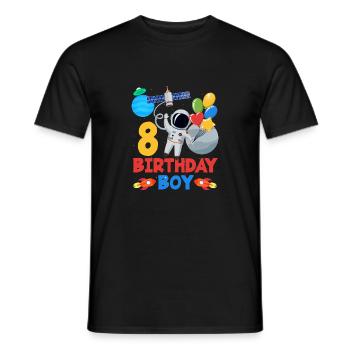 Space Adventure for Birthday Girl 8 - Men's T-Shirt - black - Front - AI Model Male 178 light (178cm)