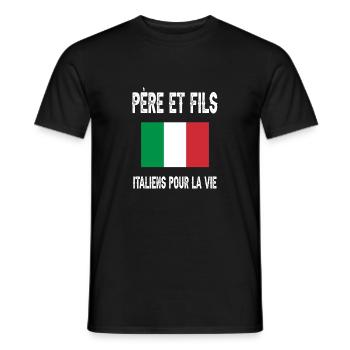 père et fils papa italien italie fêtes des pères - T-shirt homme - noir - Devant - AI Model Male 178 light (178cm)