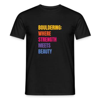 Bouldern Stärke Trifft Auf Schönheit Boulder - Männer T-Shirt - Schwarz - Vorne - AI Model Male 178 light (178cm)
