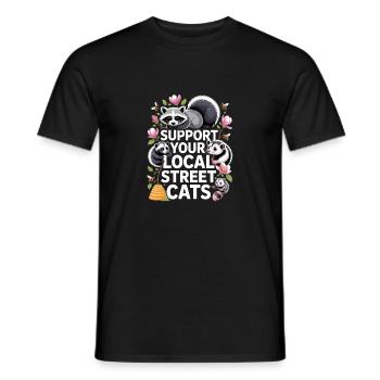Support Local Street Cats Bee Style - Men's T-Shirt - black - Front - AI Model Male 178 light (178cm)