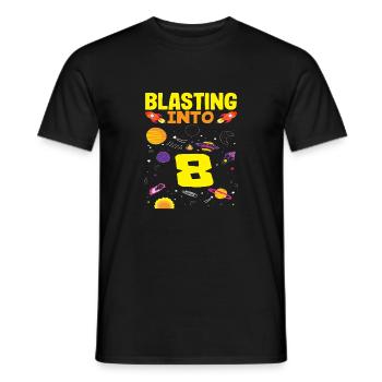 Blasting Into 8 Birthday Space Adventure - Men's T-Shirt - black - Front - AI Model Male 178 light (178cm)