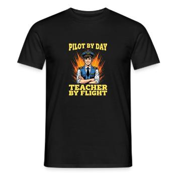 Instructeur de vol Pilote de jour Professeur d’aviation - T-shirt homme - noir - Devant - AI Model Male 178 light (178cm)