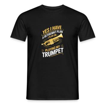 Funny Retirement Trumpets Saying - Men's T-Shirt - black - Front - AI Model Male 178 light (178cm)