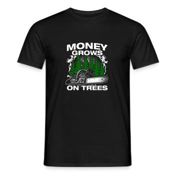 Money Grows on Trees Wooden Huts Lumberjacks - Men's T-Shirt - black - Front - AI Model Male 178 light (178cm)