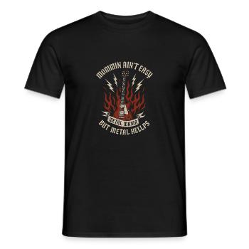 Metal Mom Life Rock And Roll Mother Skull Roses - Men's T-Shirt - black - Front - AI Model Male 178 light (178cm)