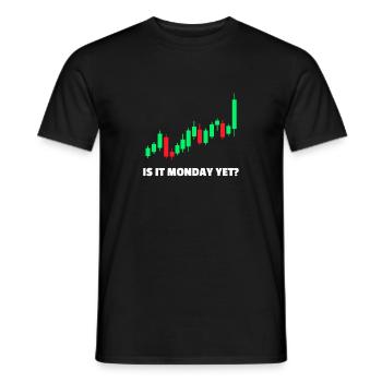 Is it monday yet? Stock Market Exchange Trader - Men's T-Shirt - black - Front - AI Model Male 178 light (178cm)