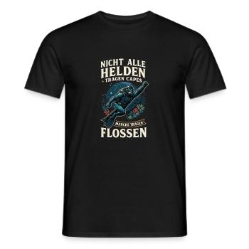Not all heroes wear capes, fins, divers - Men's T-Shirt - black - Front - AI Model Male 178 light (178cm)