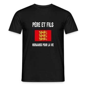 père et fils papa normand normandie - T-shirt homme - noir - Devant - AI Model Male 178 light (178cm)