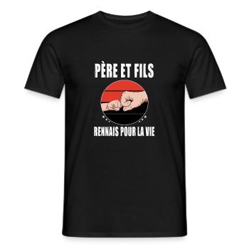 père et fils papa rennes rennais fête des pères - T-shirt homme - noir - Devant - AI Model Male 178 light (178cm)