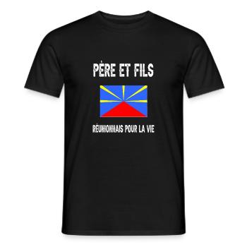 père et fils papa réunionnais la réunion - T-shirt homme - noir - Devant - AI Model Male 178 light (178cm)