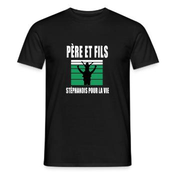 père et fils papa stéphanois saint étienne - T-shirt homme - noir - Devant - AI Model Male 178 light (178cm)
