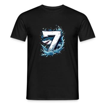 Hai Kindergeburtstag 7 Jahre Freude - Männer T-Shirt - Schwarz - Vorne - AI Model Male 178 light (178cm)