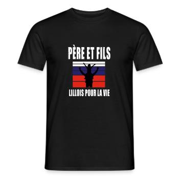 père et fils papa supporter lillois lille - T-shirt homme - noir - Devant - AI Model Male 178 light (178cm)