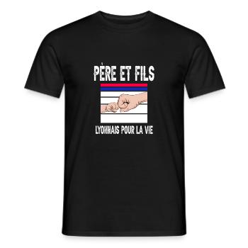 père et fils papa supporter lyonnais lyon - T-shirt homme - noir - Devant - AI Model Male 178 light (178cm)