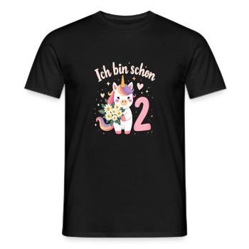 Licorne mignonne 2e anniversaire pour les filles - T-shirt homme - noir - Devant - AI Model Male 178 light (178cm)