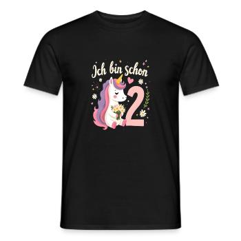 Licorne mignonne 2e anniversaire pour les filles - T-shirt homme - noir - Devant - AI Model Male 178 light (178cm)