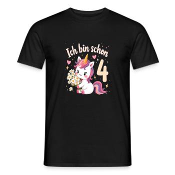 Licorne mignonne 4e anniversaire pour les filles - T-shirt homme - noir - Devant - AI Model Male 178 light (178cm)