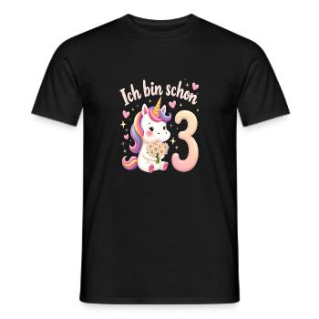 Licorne mignonne 3ème anniversaire pour les filles - T-shirt homme - noir - Devant - AI Model Male 178 light (178cm)