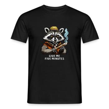 RACCOON JOINT GIVE ME FIVE MINUTES - Men's T-Shirt - black - Front - AI Model Male 178 light (178cm)