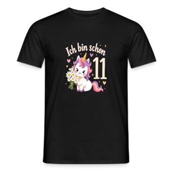 Licorne mignonne 11e anniversaire pour les filles - T-shirt homme - noir - Devant - AI Model Male 178 light (178cm)