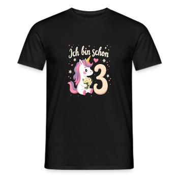 Licorne mignonne 3ème anniversaire pour les filles - T-shirt homme - noir - Devant - AI Model Male 178 light (178cm)