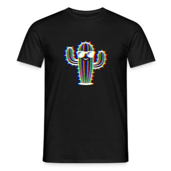 Glitch Cactus – Party & Fun Style - Men's T-Shirt - black - Front - AI Model Male 178 light (178cm)