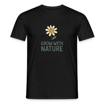 Grandir avec la nature – Flower Power - T-shirt homme - noir - Devant - AI Model Male 178 light (178cm)