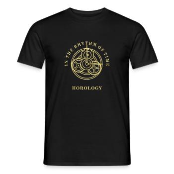 HOROLOGY IN THE RHYTHM OF TIME - Männer T-Shirt - Schwarz - Vorne - AI Model Male 178 light (178cm)