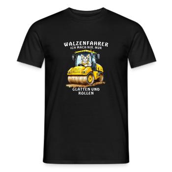 WALZENFAHRER GLÄTTEN UND ROLLEN - Männer T-Shirt - Schwarz - Vorne - AI Model Male 178 light (178cm)
